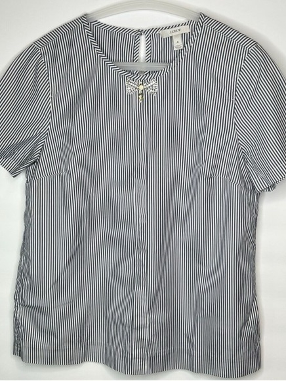 J. Crew Navy and White Vertical Stripe Top - Picture 2 of 5